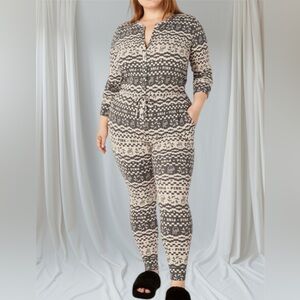 Victoria's Secret Peace Sign gray THERMAL PAJAMA ONESIE size XXL NWT